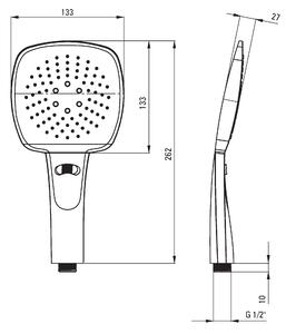 Deante Corio, sprchová baterie s horní dešťovou sprchovou sadou, chromová, NAC_01EM