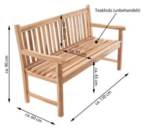 Zahradní lavice masiv DIVERO 3-místná 150 cm