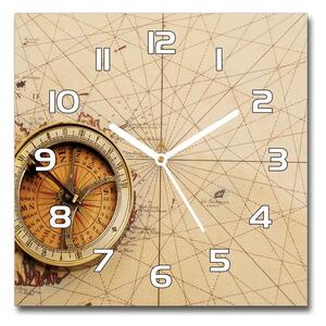 Skleněné hodiny na stěnu Kompas na mapě pl_zsk_30x30_f_122551026