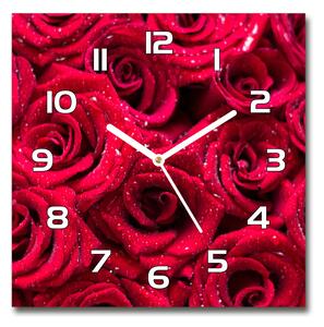 Skleněné hodiny čtverec Kapky na růžích pl_zsk_30x30_f_122317792