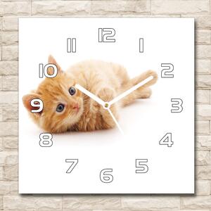 Skleněné nástěnné hodiny čtverec Červená kočka pl_zsk_30x30_f_126034635