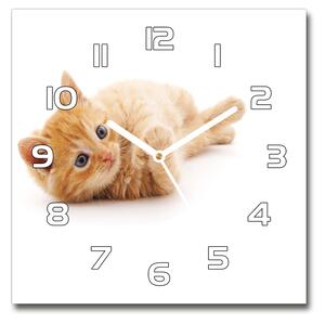 Skleněné nástěnné hodiny čtverec Červená kočka pl_zsk_30x30_f_126034635