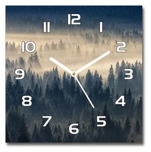 Skleněné hodiny čtverec Mlha nad lesem pl_zsk_30x30_f_134224571