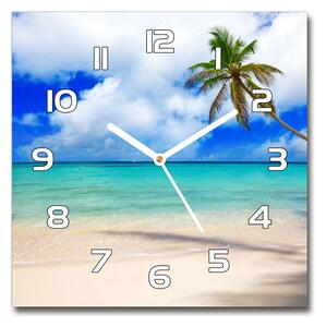 Skleněné hodiny čtverec Karibik pláž pl_zsk_30x30_f_143577240