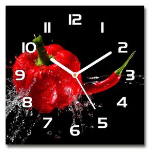 Skleněné hodiny čtverec Červené papriky pl_zsk_30x30_f_14662638