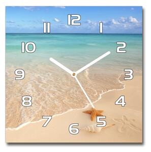 Skleněné hodiny čtverec Hvězdice na pláži pl_zsk_30x30_f_23665929