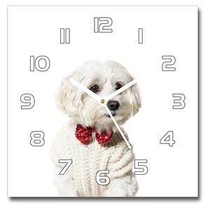 Skleněné hodiny čtverec Maltázský psík pl_zsk_30x30_f_190626474