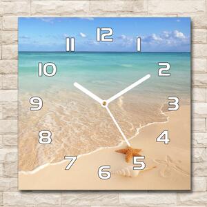 Skleněné hodiny čtverec Hvězdice na pláži pl_zsk_30x30_f_23665929