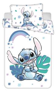 Bílé/modré bavlněné dětské povlečení do postýlky 135x100 cm Lilo and Stitch "Rainbow" – Jerry Fabrics