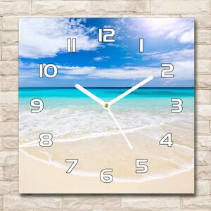 Skleněné hodiny čtverec Tropická pláž pl_zsk_30x30_f_32914566