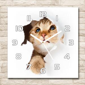 Skleněné hodiny čtverec Kočka v díře pl_zsk_30x30_f_33902265