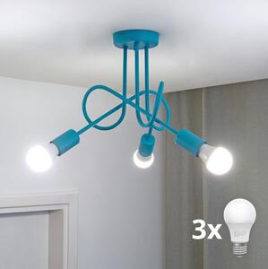 LED Dětský přisazený lustr OXFORD 3xE27/15W/230V modrá