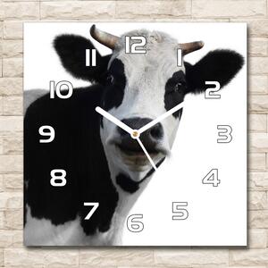 Skleněné hodiny čtverec Strakatá kráva pl_zsk_30x30_f_38327134
