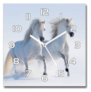 Skleněné hodiny čtverec Dva koně ve sněhu pl_zsk_30x30_f_46568530