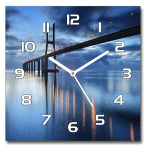 Skleněné hodiny čtverec Osvětlený most pl_zsk_30x30_f_48644304