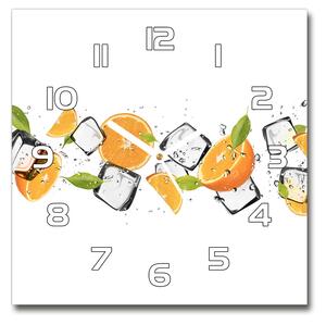Skleněné hodiny čtverec Pomeranče s ledem pl_zsk_30x30_f_50150012