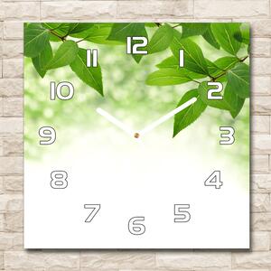 Skleněné hodiny čtverec Zelená listí pl_zsk_30x30_f_51811576
