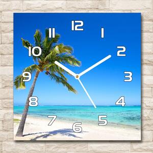 Skleněné hodiny čtverec Tropická pláž pl_zsk_30x30_f_60645814