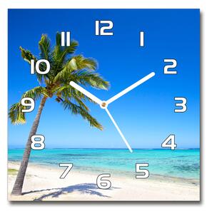 Skleněné hodiny čtverec Tropická pláž pl_zsk_30x30_f_60645814