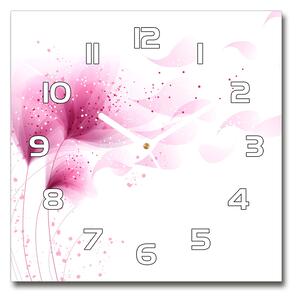 Skleněné hodiny čtverec Růžové květiny pl_zsk_30x30_f_59922852