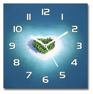 Skleněné hodiny čtverec Ostrov tvar srdce pl_zsk_30x30_f_62543083