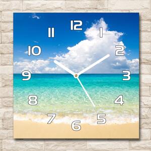 Skleněné hodiny čtverec Rajská pláž pl_zsk_30x30_f_64837925