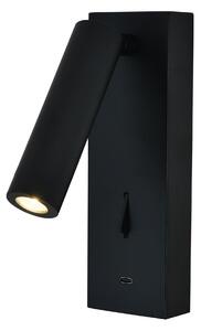 Mantra 8985 Tarifa III, černá nástěnná čtecí lampa LED 3W 3000K, s nabíječkou USB-C
