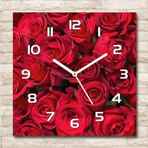 Skleněné hodiny čtverec Červené růže pl_zsk_30x30_f_67561194