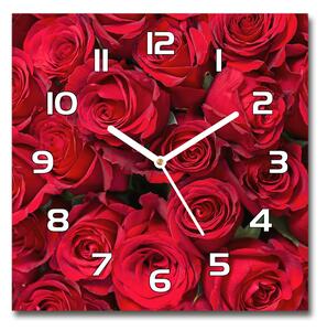 Skleněné hodiny čtverec Červené růže pl_zsk_30x30_f_67561194