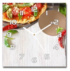 Skleněné nástěnné hodiny čtverec Pizza pl_zsk_30x30_f_68071696