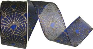 Stuha vánoční organzová GLAMOUR FESTIVAL BLUE modrá 40mm x 2m (14,50,-Kč/m)