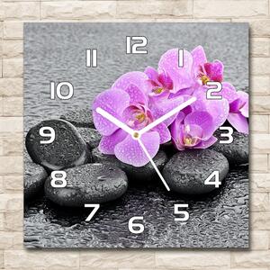 Skleněné hodiny čtverec Orchidej a kamení pl_zsk_30x30_f_69189175