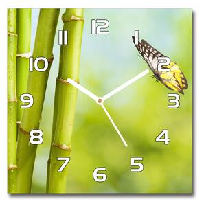 Skleněné hodiny čtverec Bambus a motýl pl_zsk_30x30_f_69817087