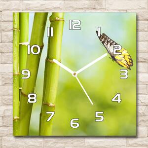 Skleněné hodiny čtverec Bambus a motýl pl_zsk_30x30_f_69817087