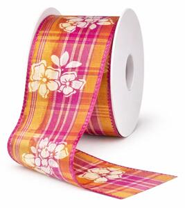 Stuha taftová Summer Blossom Pink-Orange oranžová 40mm x 2m (13,-Kč/m)
