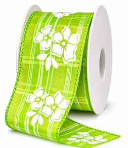 Stuha taftová Summer Blossom Green zelená 40mm x 2m(13,-Kč/m)