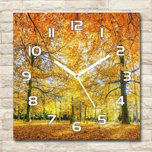 Skleněné hodiny čtverec Podzimní les pl_zsk_30x30_f_70578437