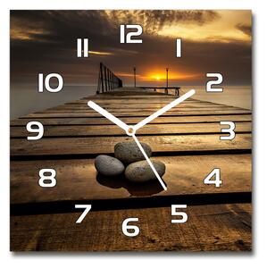 Skleněné hodiny čtverec Dřevěné molo pl_zsk_30x30_f_72000067