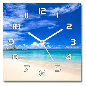 Skleněné hodiny čtverec Tropická pláž pl_zsk_30x30_f_72192051
