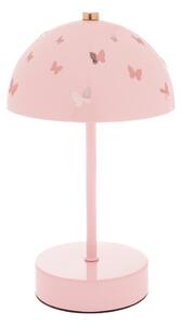 Růžová kovová dětská stolní lampa Butterfly – Dakls