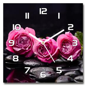 Skleněné hodiny čtverec Růžové růže pl_zsk_30x30_f_77048055
