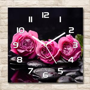 Skleněné hodiny čtverec Růžové růže pl_zsk_30x30_f_77048055