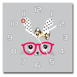 Skleněné hodiny čtverec Králík v brýlích pl_zsk_30x30_f_77476697