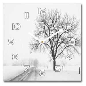 Skleněné hodiny na stěnu Strom zima pl_zsk_30x30_f_80032038
