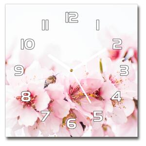 Skleněné hodiny čtverec Květy višně pl_zsk_30x30_f_79943111