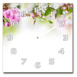 Skleněné hodiny čtverec Jarní květiny pl_zsk_30x30_f_79458656