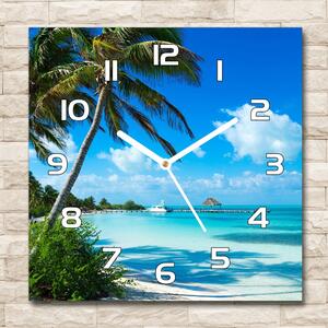 Skleněné hodiny na stěnu Tropická pláž pl_zsk_30x30_f_80340825