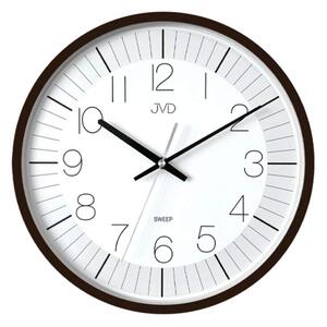 JVD Hnědé nástěnné tiché netikající hodiny JVD JVD HX8019.2 (hodiny s plynulým tichým chodem)
