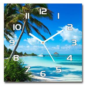 Skleněné hodiny na stěnu Tropická pláž pl_zsk_30x30_f_80340825