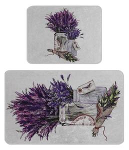 Koupelnové předložky ve fialové a světle šedé barvě v sadě 2 ks 60x100 cm Purpura – Foutastic